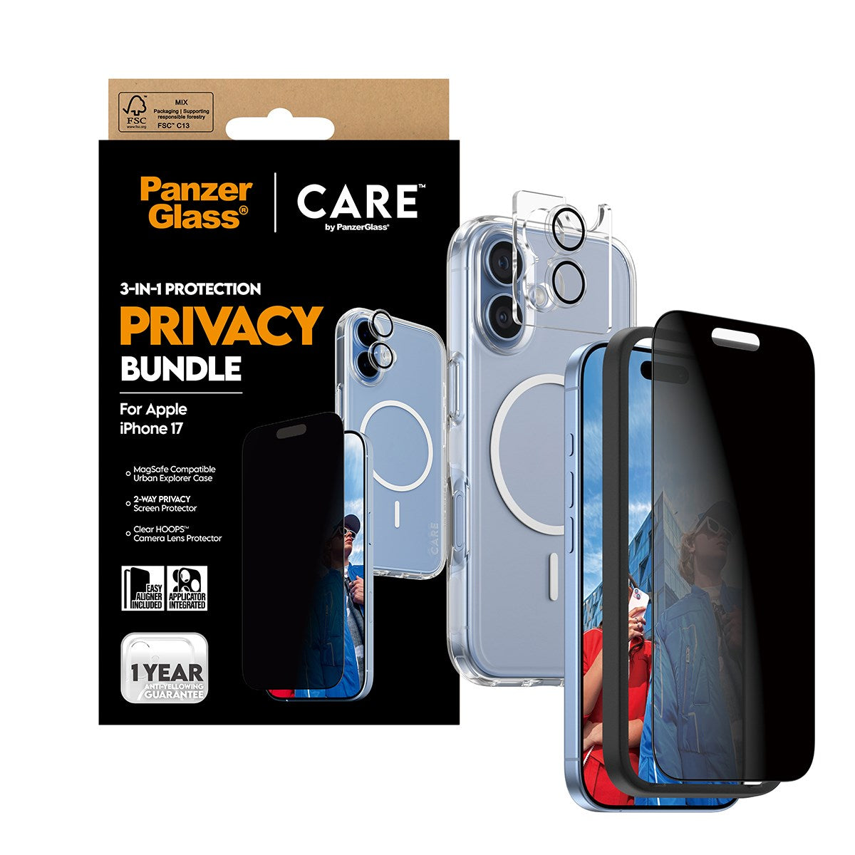PanzerGlass® | CARE™ by PanzerGlass® 3-in-1 Privacy Bundle iPhone 17